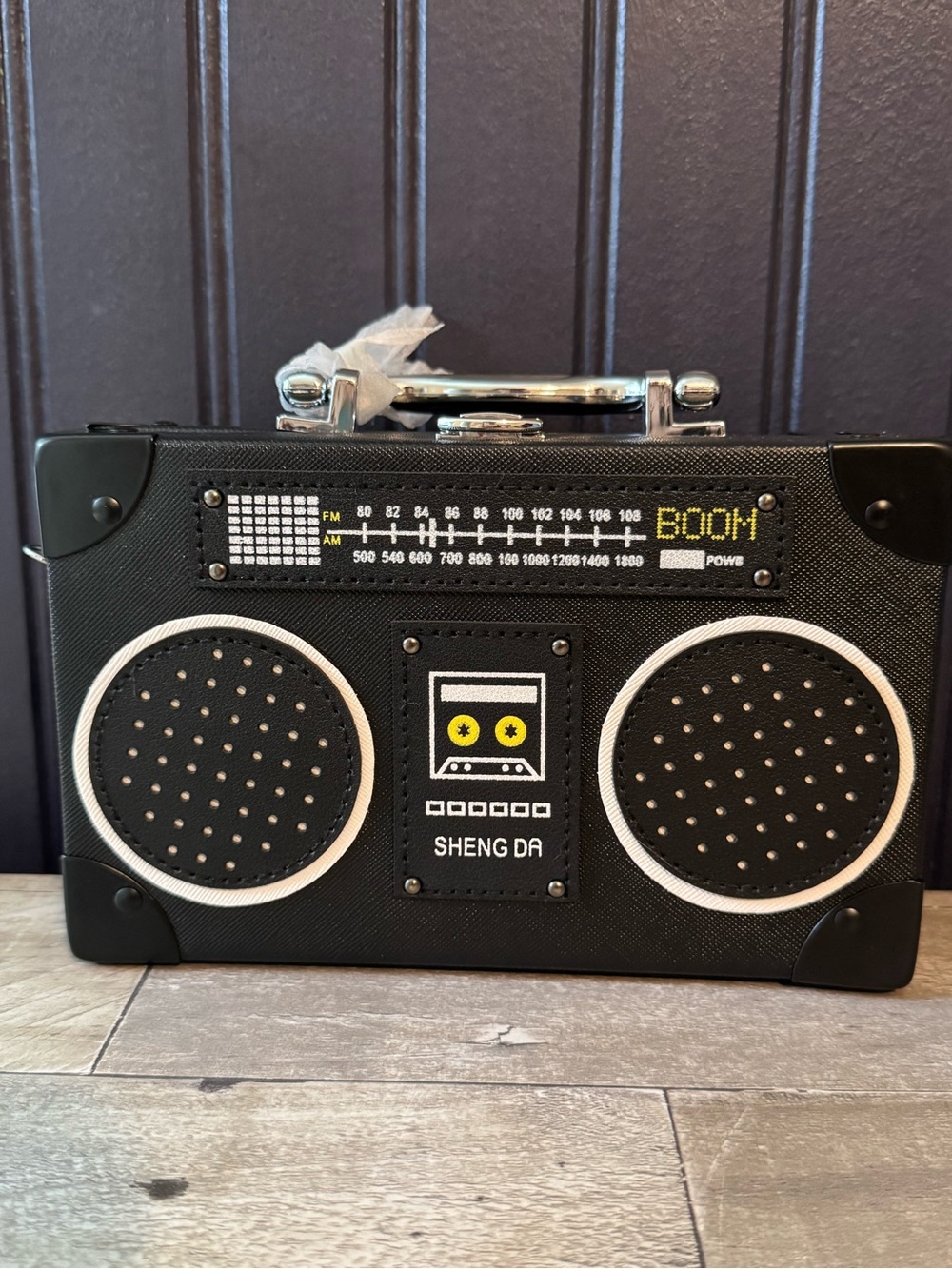 Retro Boombox clutch Purse in Black